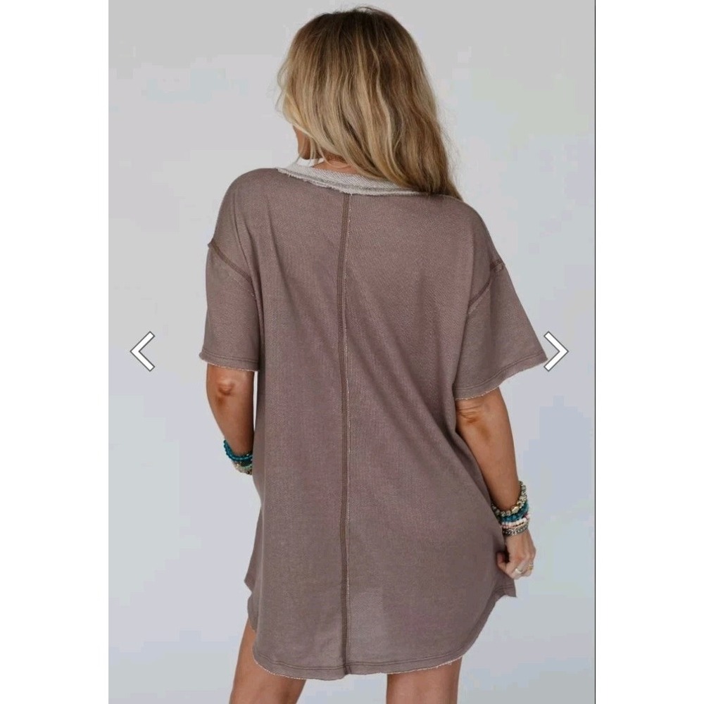 NWT Three Bird Nest The Nest Jodi Tunic Dress Mocha Womens Med Casual Oversized - Picture 4 of 12